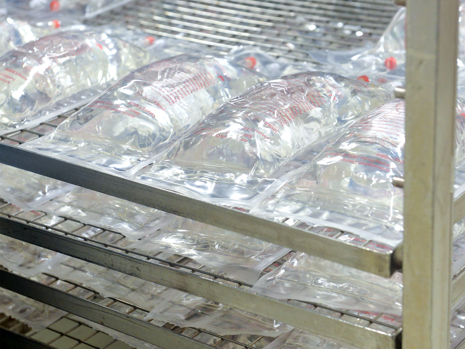 bags on a sterilization tray