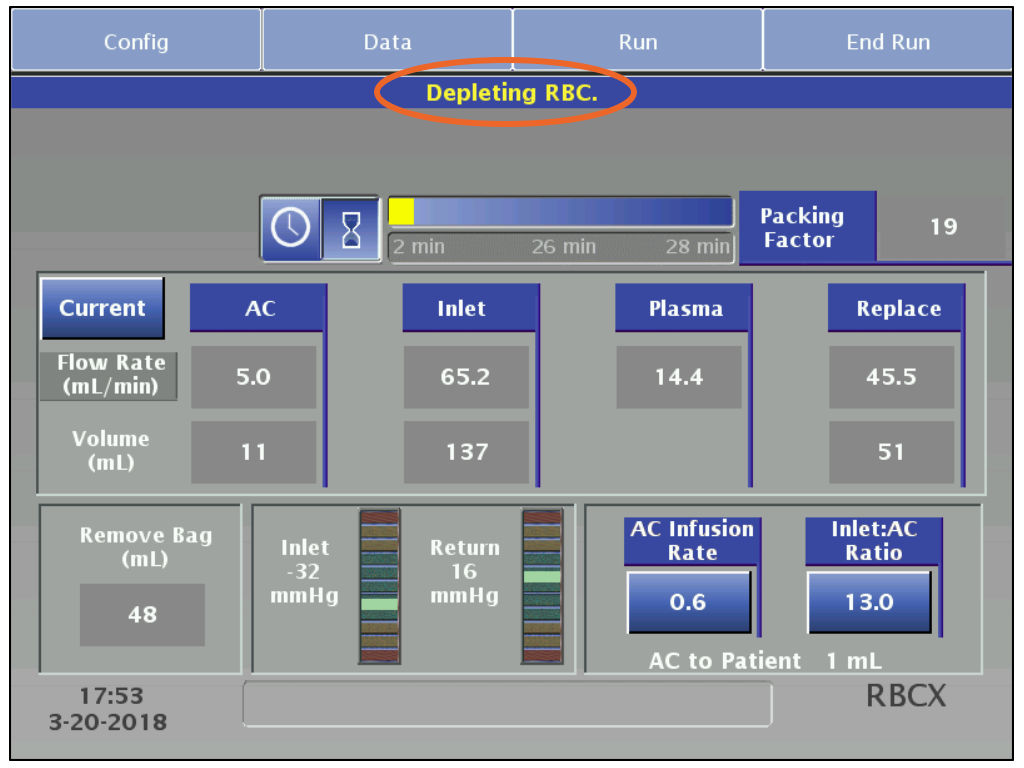 viewing main run screen