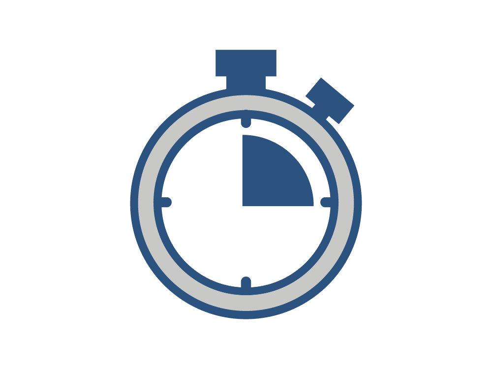 Icon depicting a clock showing 14 seconds