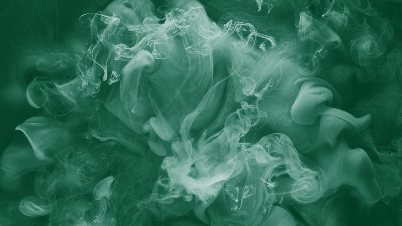 Abstract image of ink in water colored Terumo green