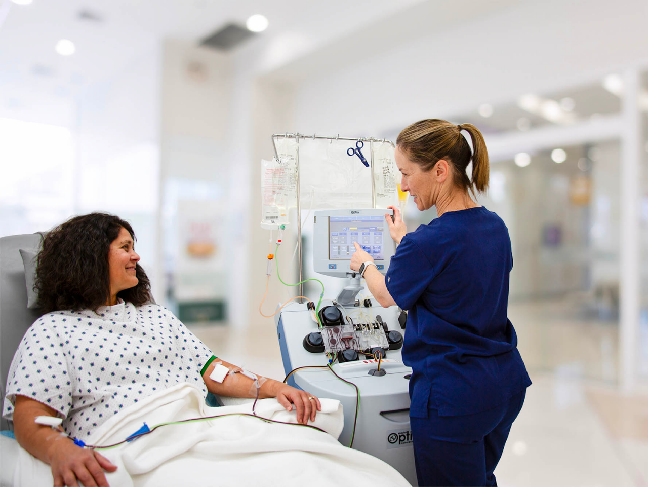 Spectra Optia in use with patient and operator