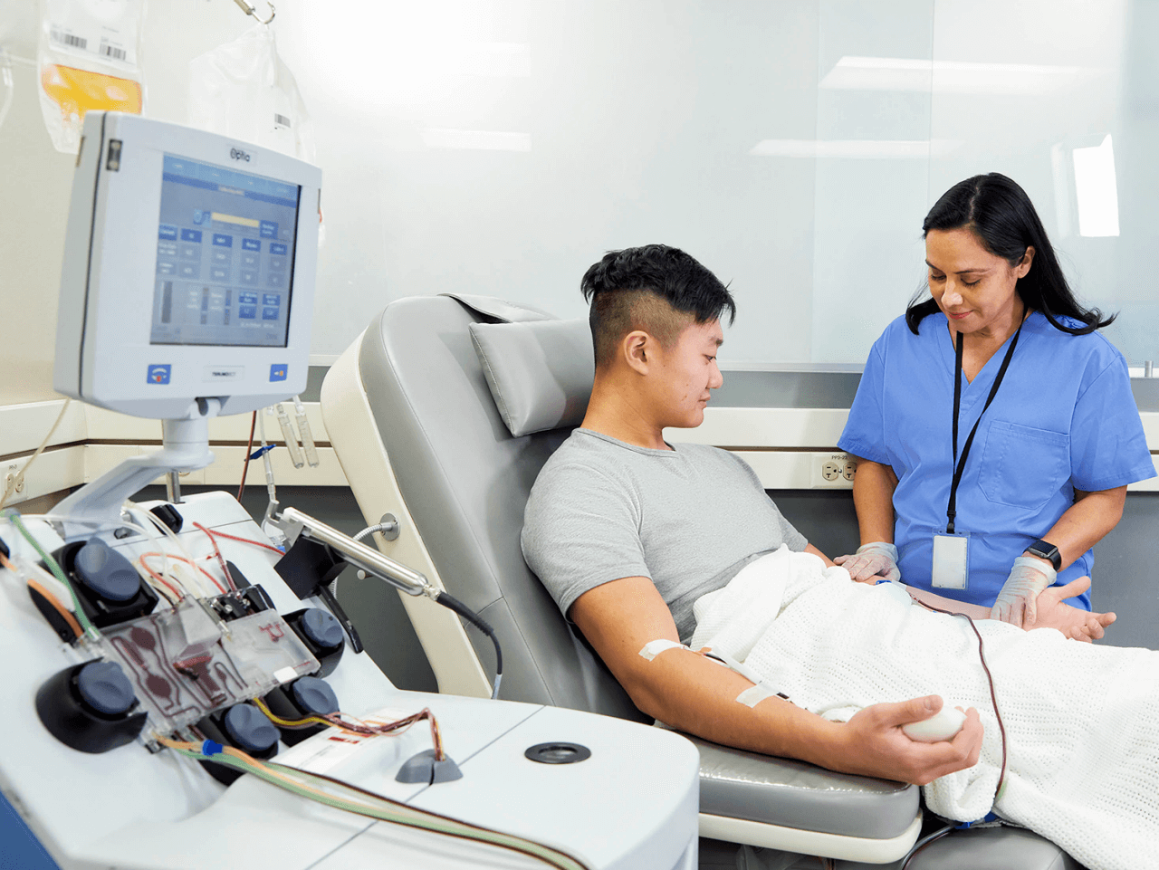 Optia in use CMNC procedure operator checking donor access